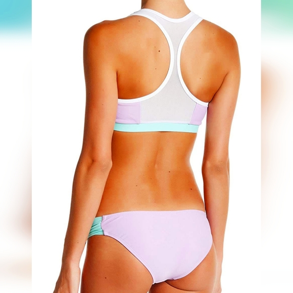 Color-Block Bikini ~ 2pc Mesh Top Matching Bottom, L. - Picture 3 of 8